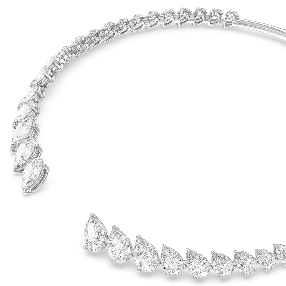 Graduating Pear Cuff Necklace with 14KT White Gold / Lab / 47 Cut Diamond in 14KT White Gold / Lab / 47 view 3
