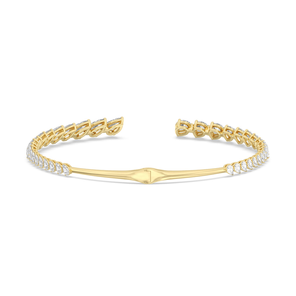 Graduating Pear Cuff Necklace with 14KT Yellow Gold / Lab / 47 Cut Diamond in 14KT Yellow Gold / Lab / 47 view 4
