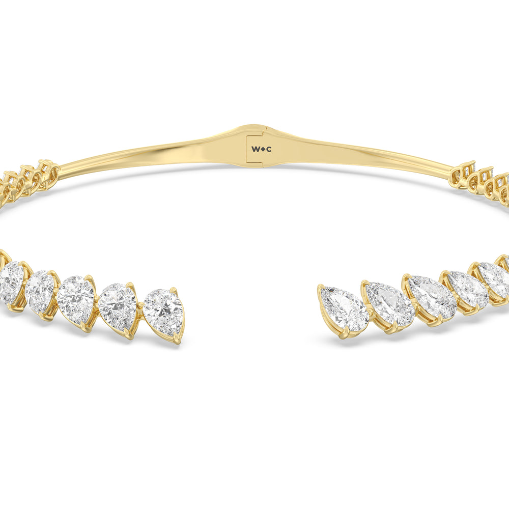 Graduating Pear Cuff Necklace with 14KT Yellow Gold / Lab / 47 Cut Diamond in 14KT Yellow Gold / Lab / 47 view 1
