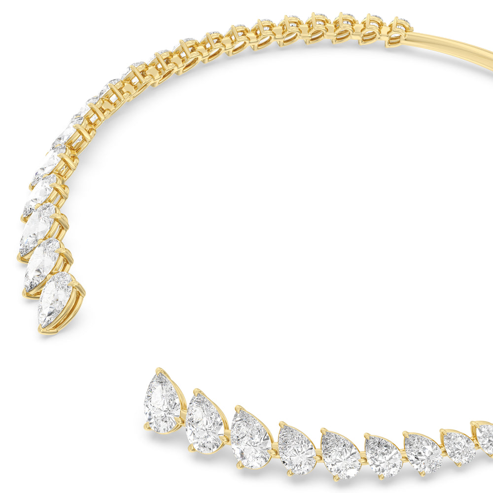 Graduating Pear Cuff Necklace with 14KT Yellow Gold / Lab / 47 Cut Diamond in 14KT Yellow Gold / Lab / 47 view 3

