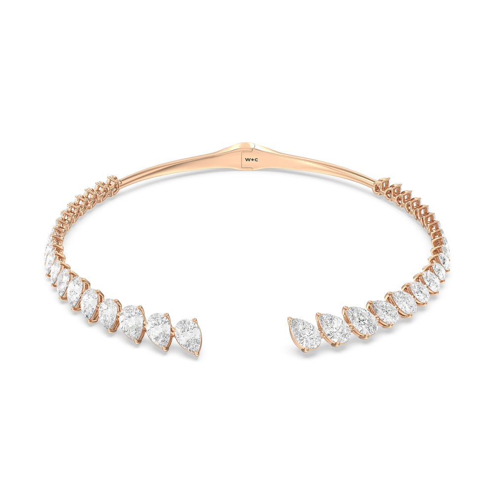 Graduating Pear Cuff Necklace with 14KT Rose Gold / Lab / 47 Cut Diamond in 14KT Rose Gold / Lab / 47 view 2
