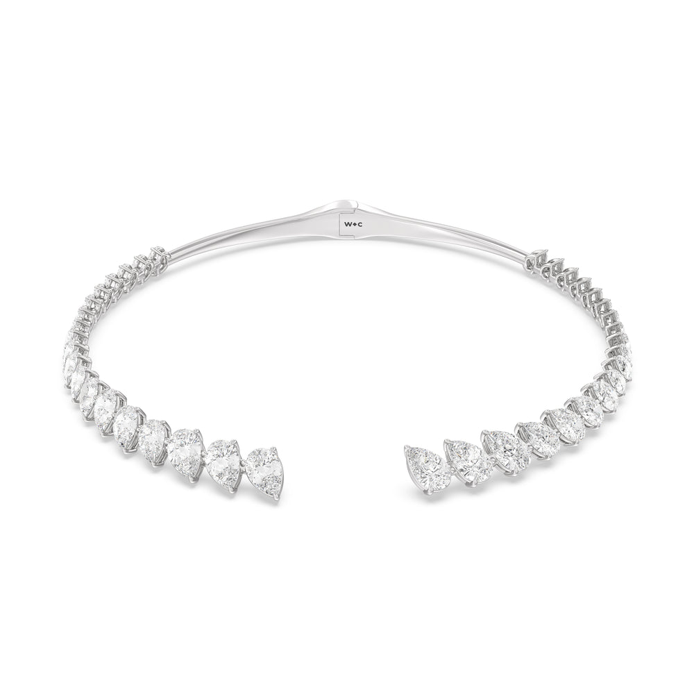 Graduating Pear Cuff Necklace with 14KT White Gold / Lab / 47 Cut Diamond in 14KT White Gold / Lab / 47 view 2

