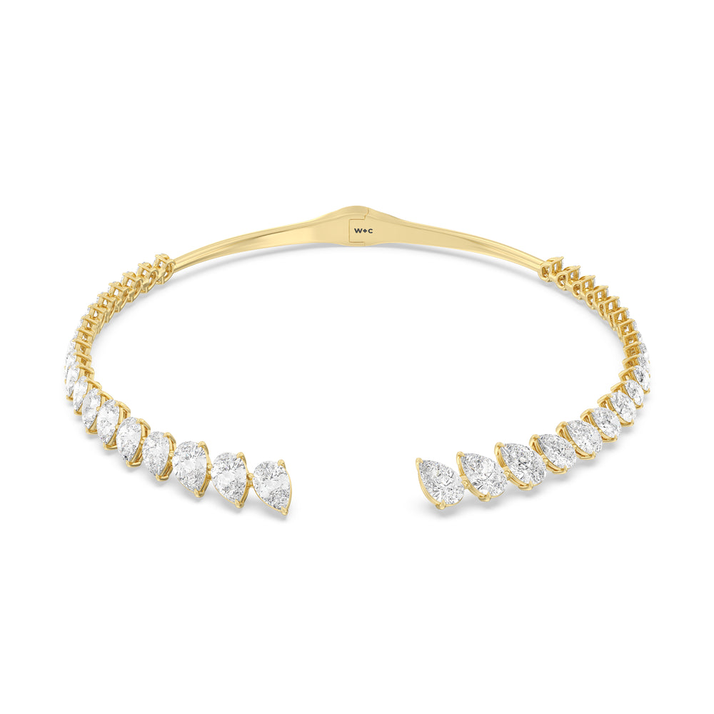 Graduating Pear Cuff Necklace with 14KT Yellow Gold / Lab / 47 Cut Diamond in 14KT Yellow Gold / Lab / 47 view 2
