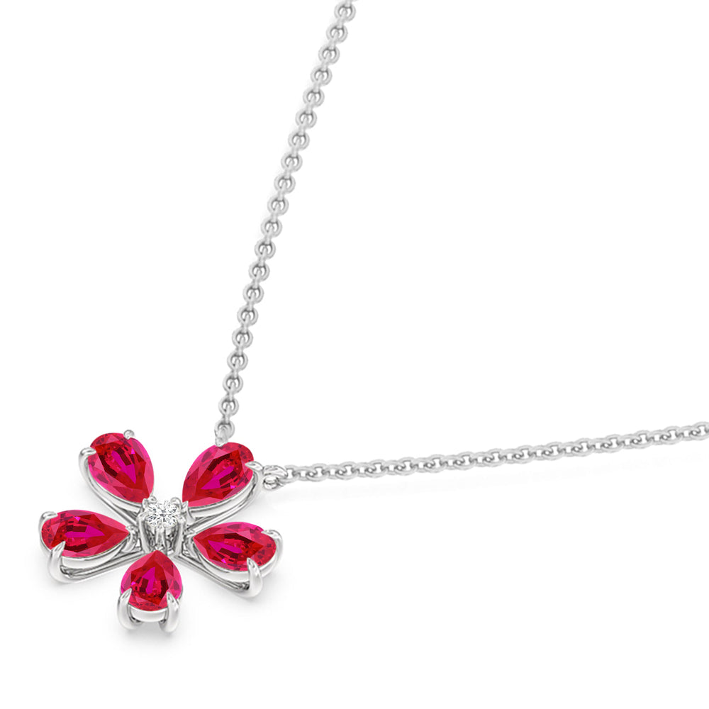 Ruby Periwinkle Necklace with Sterling Silver Cut Diamond in 14KT Sterling Silver view 2
