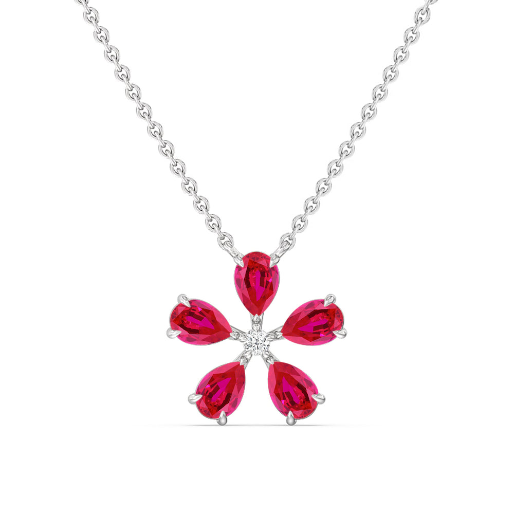 Ruby Periwinkle Necklace with Sterling Silver Cut Diamond in 14KT Sterling Silver view 1
