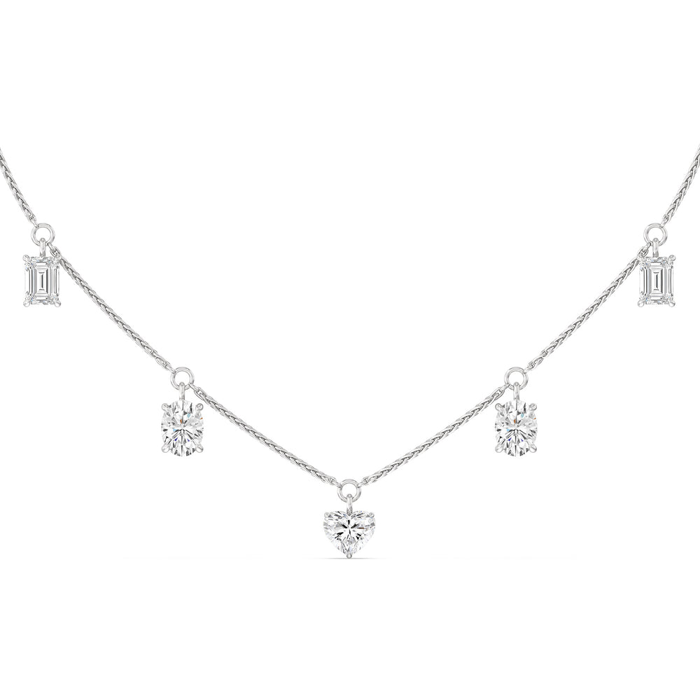 Multi Shape Station Diamond Necklace with 14KT White Gold / Lab / 7 1/2 Cut Diamond in 14KT White Gold / Lab / 7 1/2 view 1
