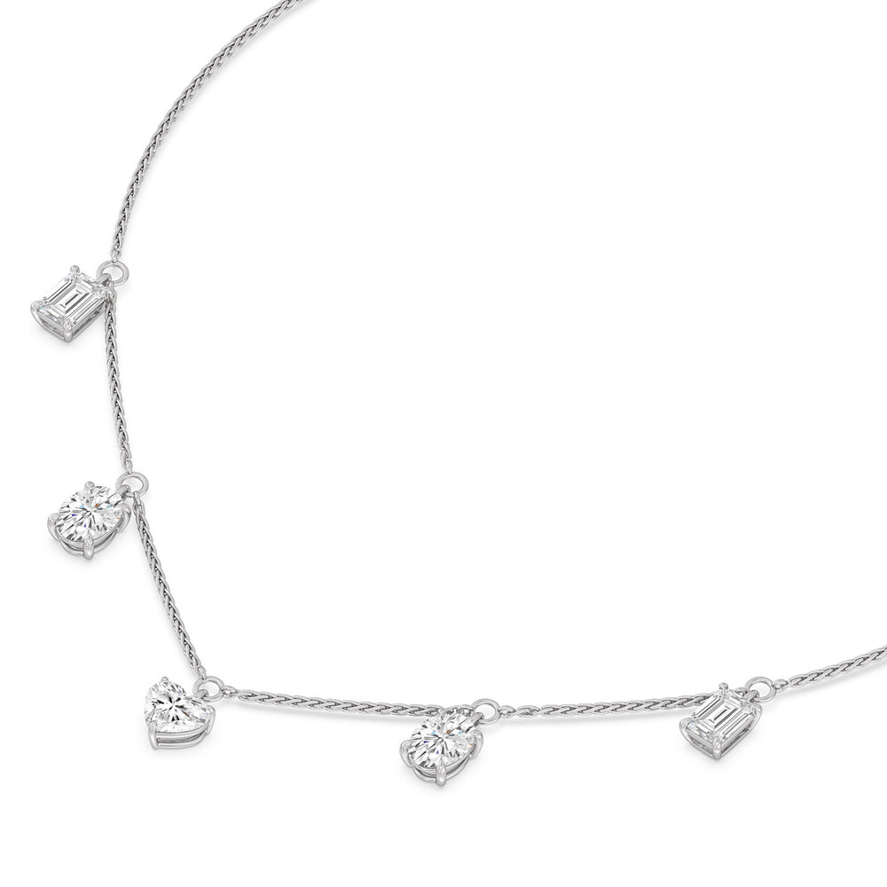 Multi Shape Station Diamond Necklace with 14KT White Gold / Lab / 7 1/2 Cut Diamond in 14KT White Gold / Lab / 7 1/2 view 2
