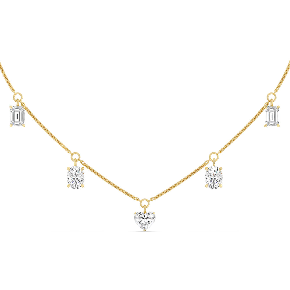 Multi Shape Station Diamond Necklace with 14KT Yellow Gold / Lab / 7 1/2 Cut Diamond in 14KT Yellow Gold / Lab / 7 1/2 view 1
