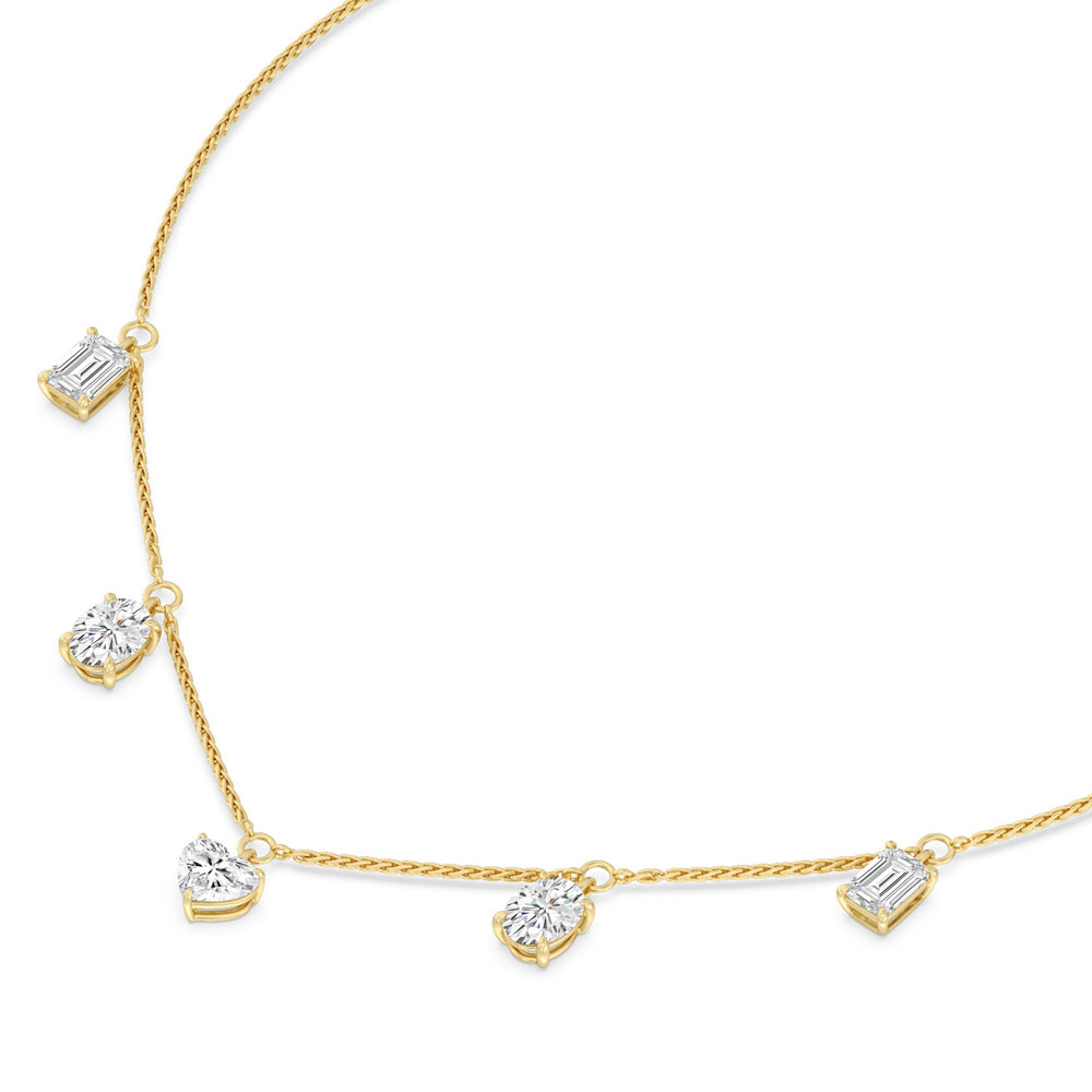 Multi Shape Station Diamond Necklace with 14KT Yellow Gold / Lab / 7 1/2 Cut Diamond in 14KT Yellow Gold / Lab / 7 1/2 view 2
