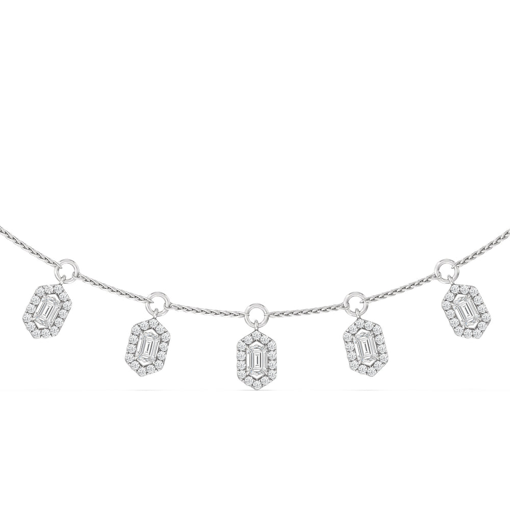 Halo Station Diamond Necklace with 14KT White Gold / Lab / 3 1/4 Cut Diamond in 14KT White Gold / Lab / 3 1/4 view 1
