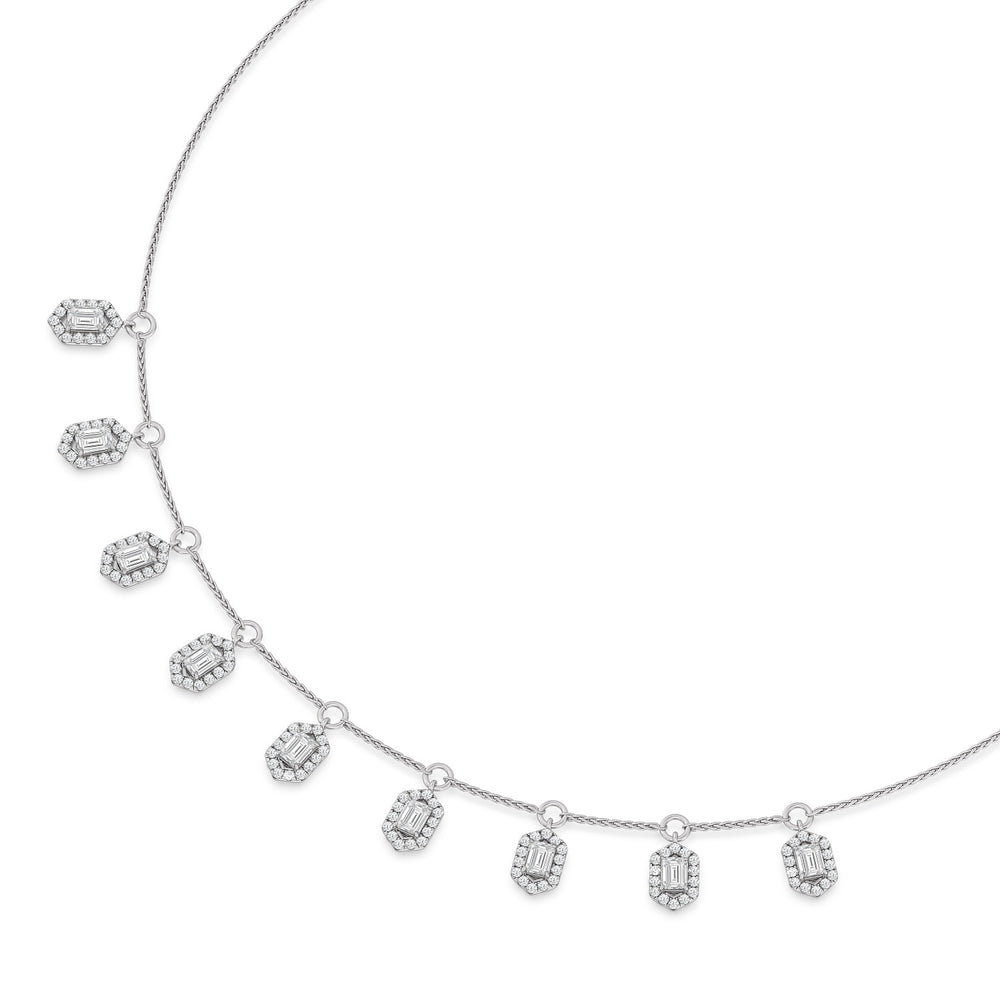 Halo Station Diamond Necklace with 14KT White Gold / Lab / 3 1/4 Cut Diamond in 14KT White Gold / Lab / 3 1/4 view 2
