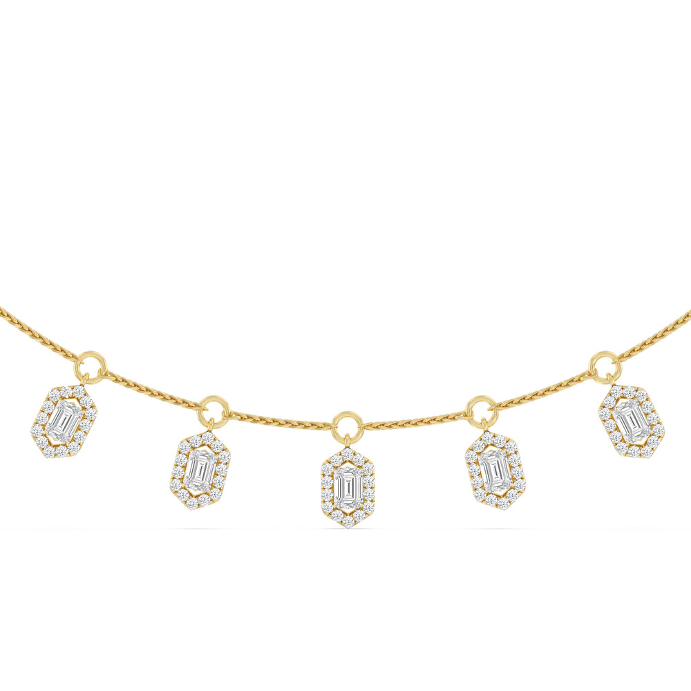 Halo Station Diamond Necklace with 14KT Yellow Gold / Lab / 3 1/4 Cut Diamond in 14KT Yellow Gold / Lab / 3 1/4 view 1
