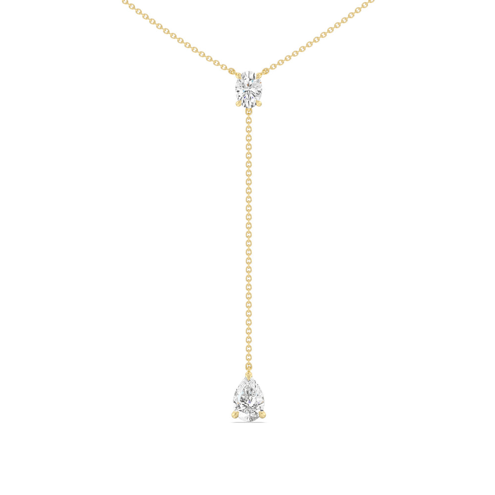 Oval and Pear Teardrop Chain Lariat Necklace with 14KT Yellow Gold / Lab / 2 1/2 Cut Diamond in 14KT Yellow Gold / Lab / 2 1/2 view 1

