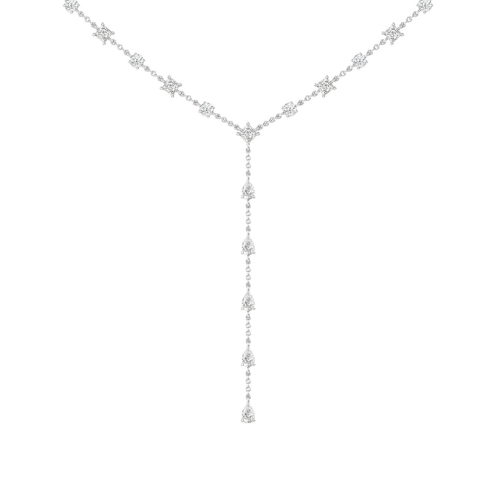 Mixed Shape Diamonds Lariat Station Necklace with 14KT White Gold / Lab / 6 9/10 Cut Diamond in 14KT White Gold / Lab / 6 9/10 view 1
