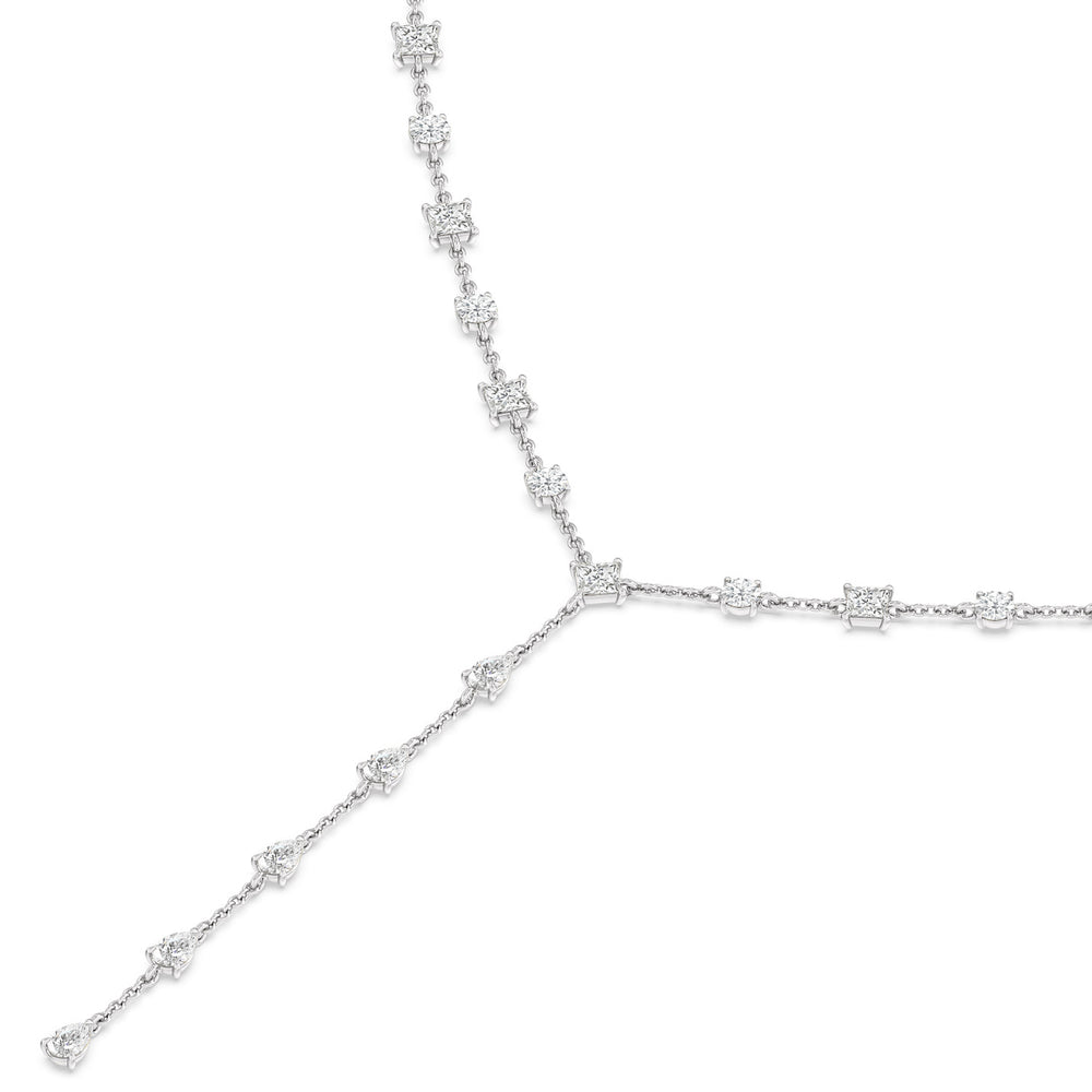 Mixed Shape Diamonds Lariat Station Necklace with 14KT White Gold / Lab / 6 9/10 Cut Diamond in 14KT White Gold / Lab / 6 9/10 view 2
