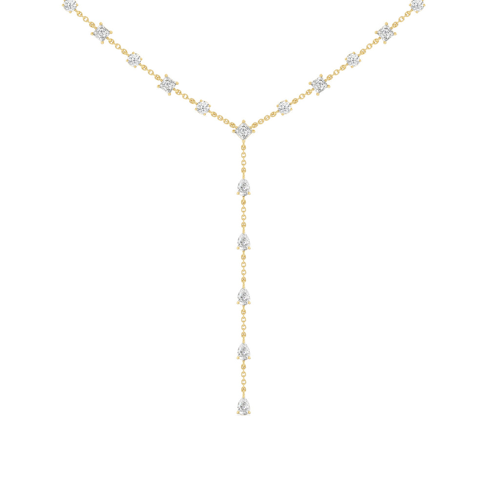 Mixed Shape Diamonds Lariat Station Necklace with 14KT Yellow Gold / Lab / 6 9/10 Cut Diamond in 14KT Yellow Gold / Lab / 6 9/10 view 1
