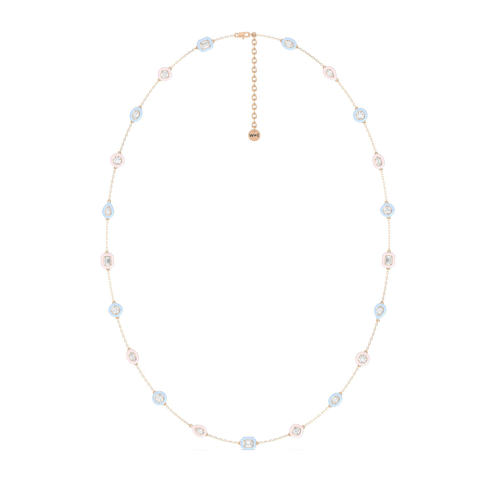 Multi Color Chain Necklace in Ceramic with 14KT Rose Gold / Lab / 6 7/8 Cut Diamond in 14KT Rose Gold / Lab / 6 7/8 view 3
