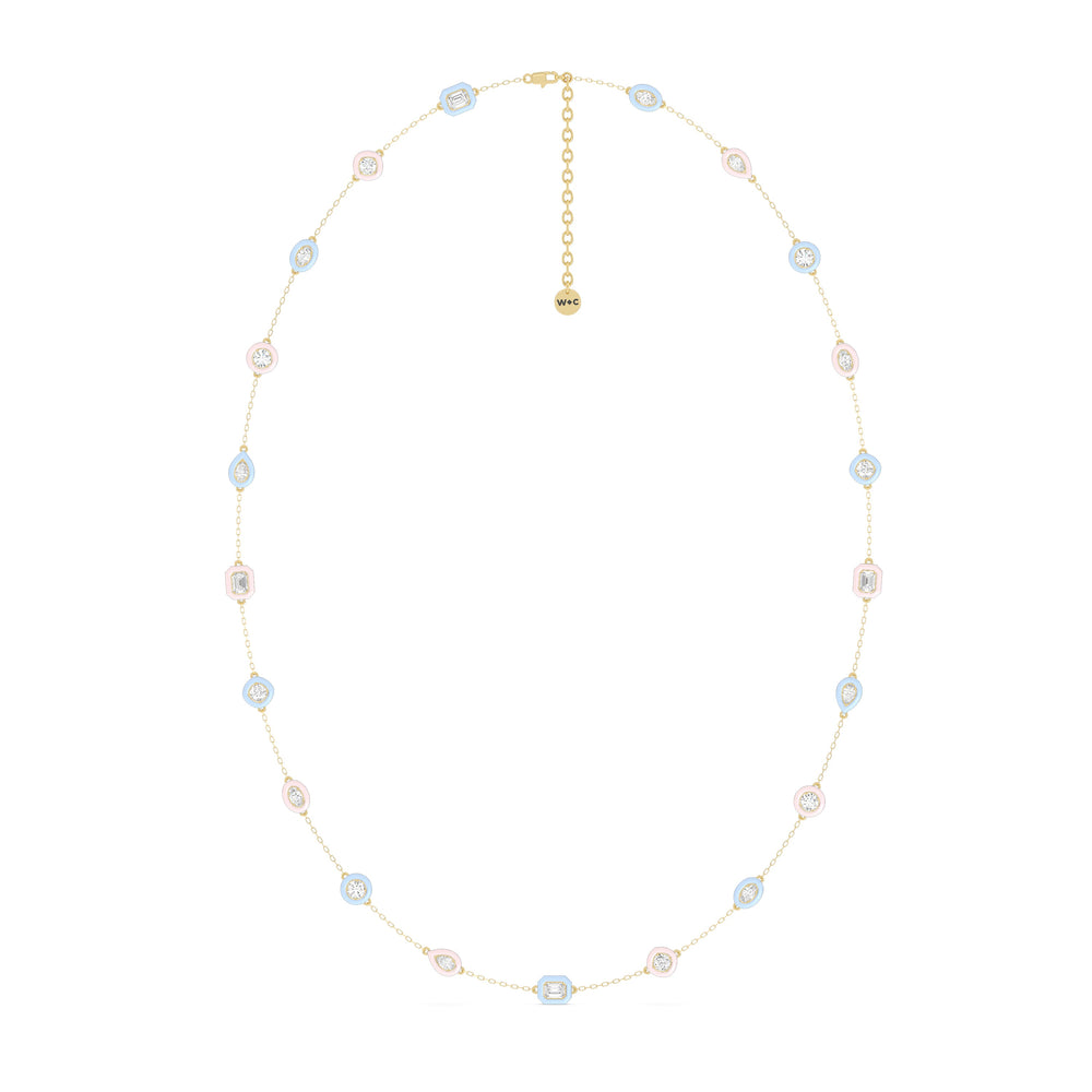 Multi Color Chain Necklace in Ceramic with 14KT Yellow Gold / Lab / 6 7/8 Cut Diamond in 14KT Yellow Gold / Lab / 6 7/8 view 3
