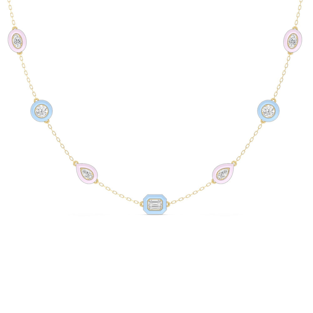 Multi Color Chain Necklace in Ceramic with 14KT Yellow Gold / Lab / 6 7/8 Cut Diamond in 14KT Yellow Gold / Lab / 6 7/8 view 1
