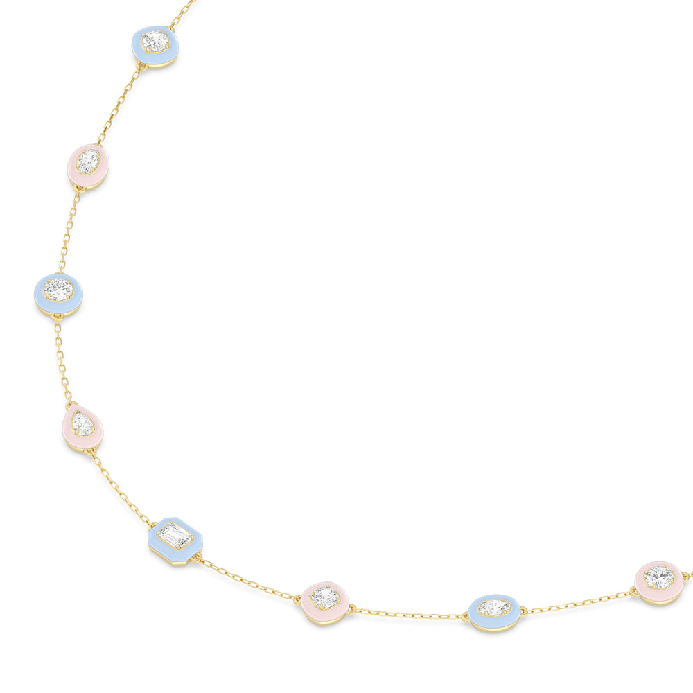 Multi Color Chain Necklace in Ceramic with 14KT Yellow Gold / Lab / 6 7/8 Cut Diamond in 14KT Yellow Gold / Lab / 6 7/8 view 2
