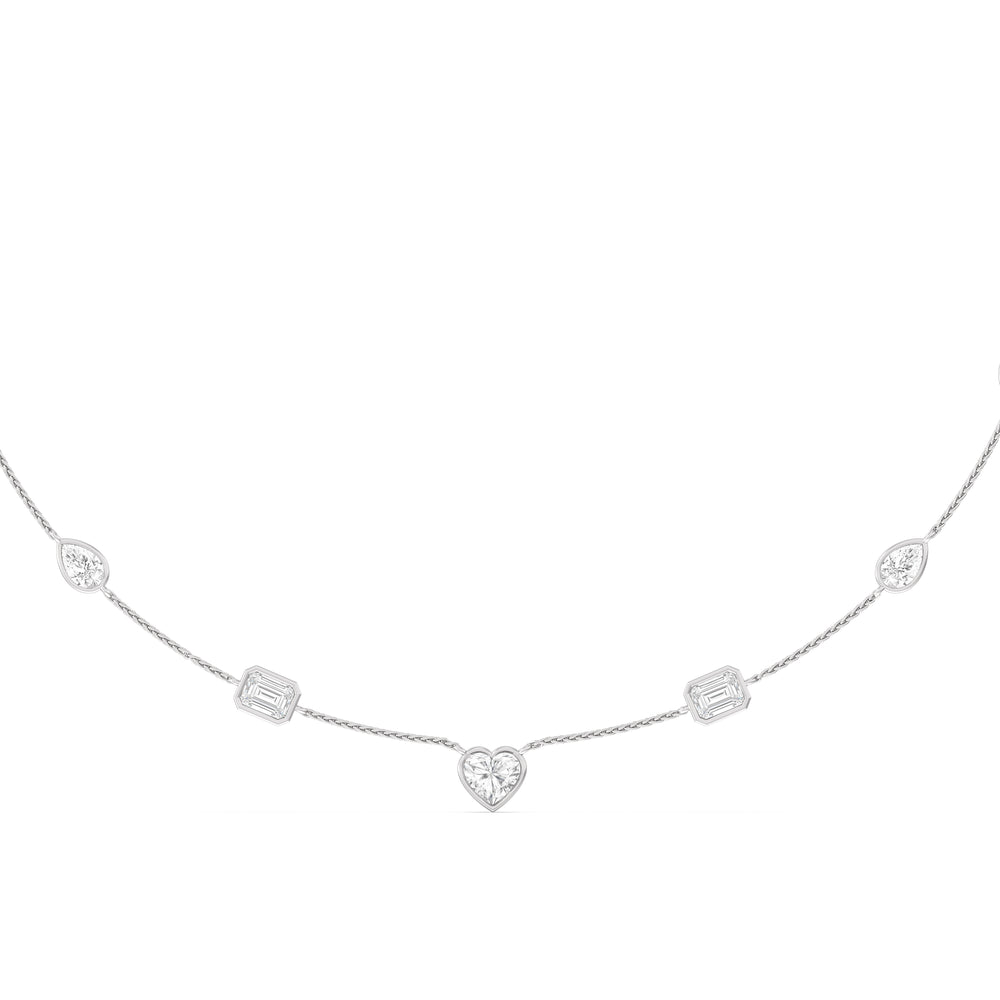Fancy Cut Stationed Necklace with 14KT White Gold / Lab / 6 Cut Diamond in 14KT White Gold / Lab / 6 view 1
