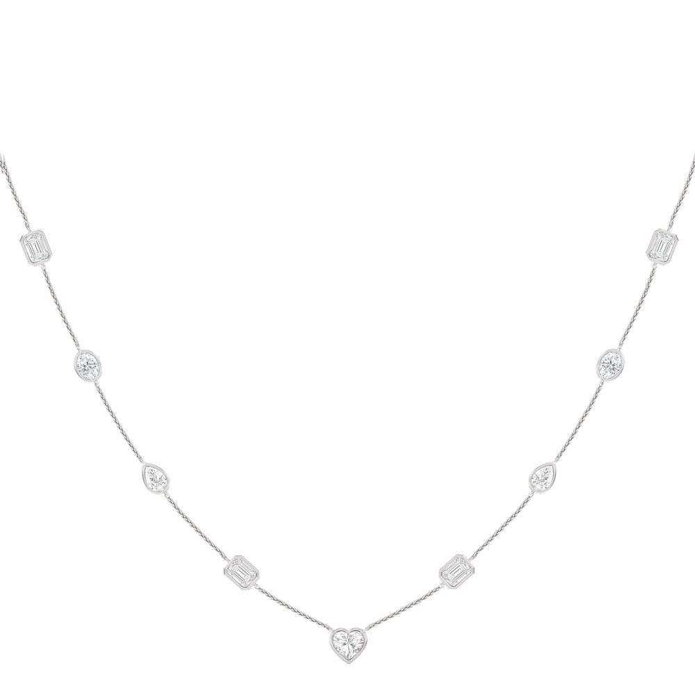 Fancy Cut Stationed Necklace with 14KT White Gold / Lab / 6 Cut Diamond in 14KT White Gold / Lab / 6 view 3
