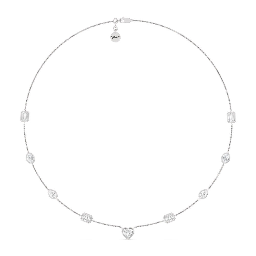 Fancy Cut Stationed Necklace with 14KT White Gold / Lab / 6 Cut Diamond in 14KT White Gold / Lab / 6 view 2
