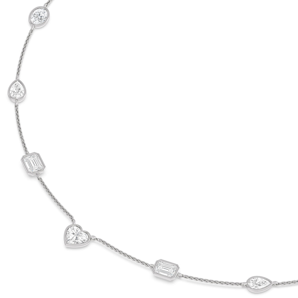 Fancy Cut Stationed Necklace with 14KT White Gold / Lab / 6 Cut Diamond in 14KT White Gold / Lab / 6 view 4
