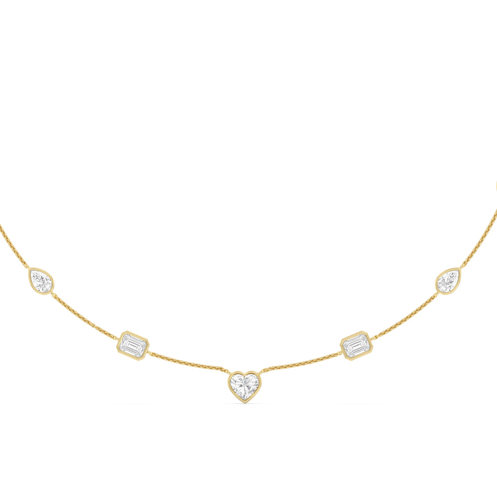 Fancy Cut Stationed Necklace with 14KT Yellow Gold / Lab / 6 Cut Diamond in 14KT Yellow Gold / Lab / 6 view 1
