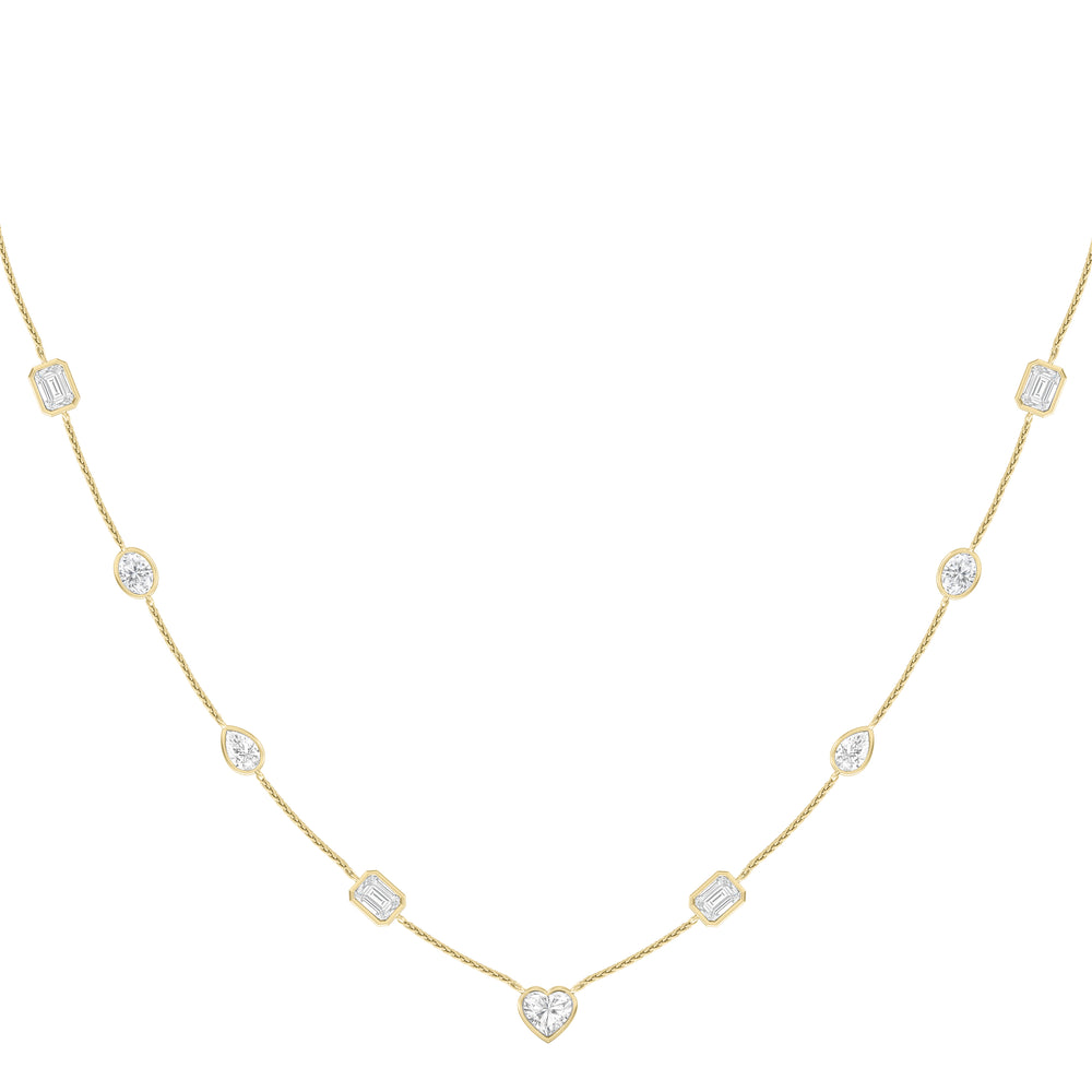 Fancy Cut Stationed Necklace with 14KT Yellow Gold / Lab / 6 Cut Diamond in 14KT Yellow Gold / Lab / 6 view 3
