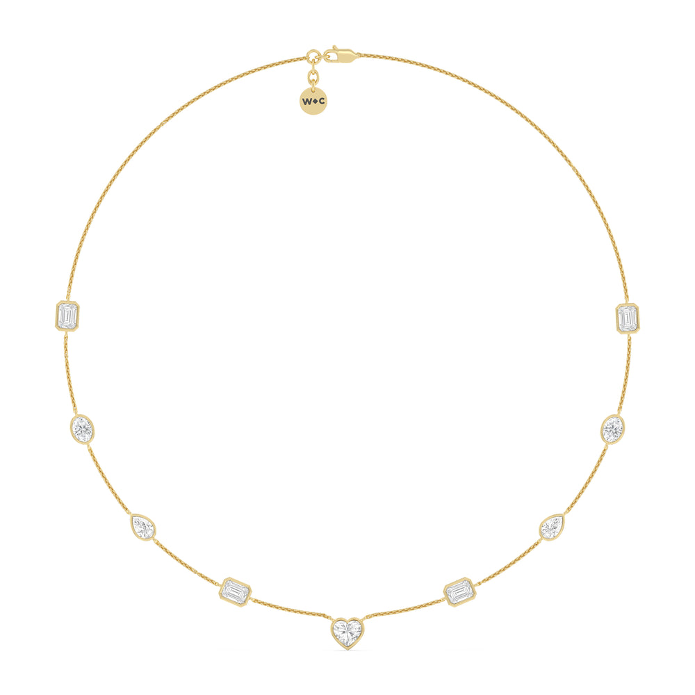 Fancy Cut Stationed Necklace with 14KT Yellow Gold / Lab / 6 Cut Diamond in 14KT Yellow Gold / Lab / 6 view 2

