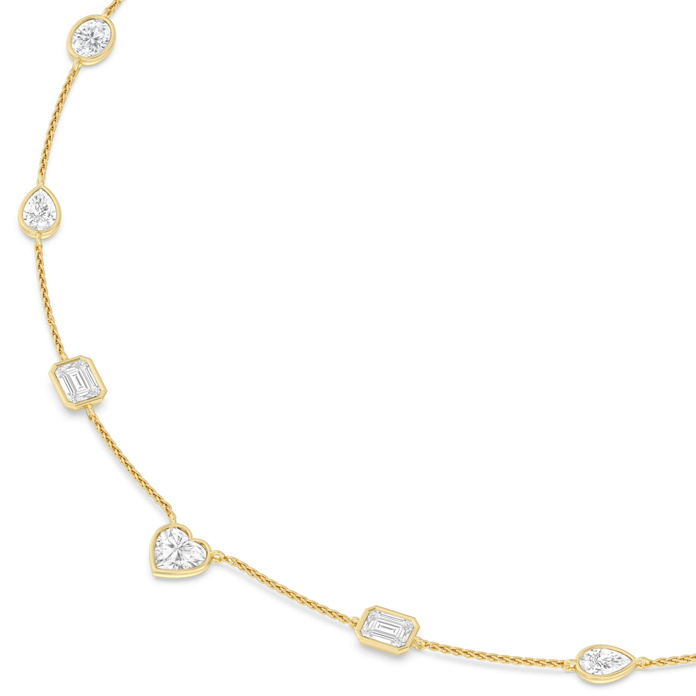 Fancy Cut Stationed Necklace with 14KT Yellow Gold / Lab / 6 Cut Diamond in 14KT Yellow Gold / Lab / 6 view 4
