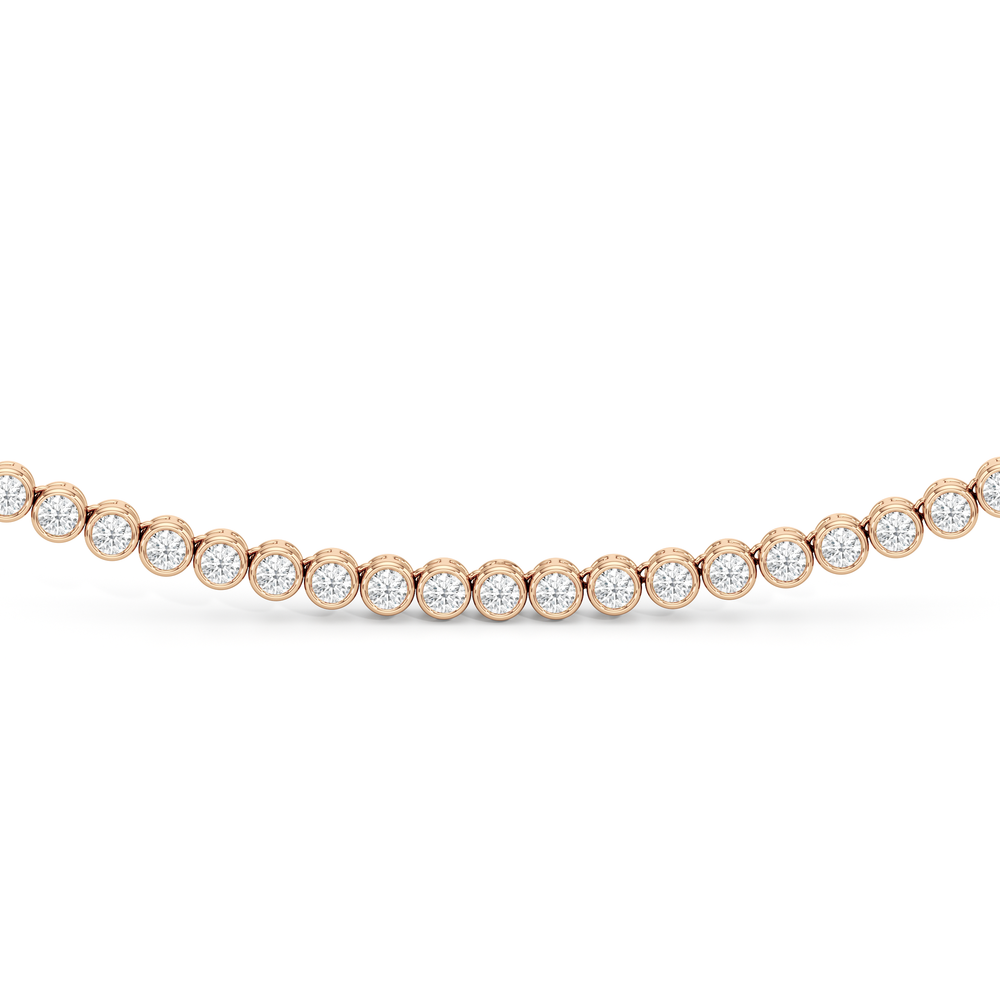 Classic Round Bezel Diamond Tennis Necklace with 14KT Rose Gold / 7 / 18 Cut Diamond in 14KT Rose Gold / 7 / 18 view 3
