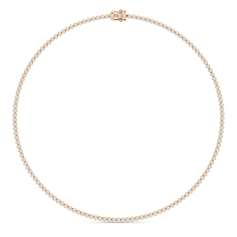 Classic Round Bezel Diamond Tennis Necklace with 14KT Rose Gold / 7 / 18 Cut Diamond in 14KT Rose Gold / 7 / 18 view 2
