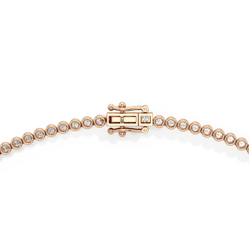 Classic Round Bezel Diamond Tennis Necklace with 14KT Rose Gold / 7 / 18 Cut Diamond in 14KT Rose Gold / 7 / 18 view 4
