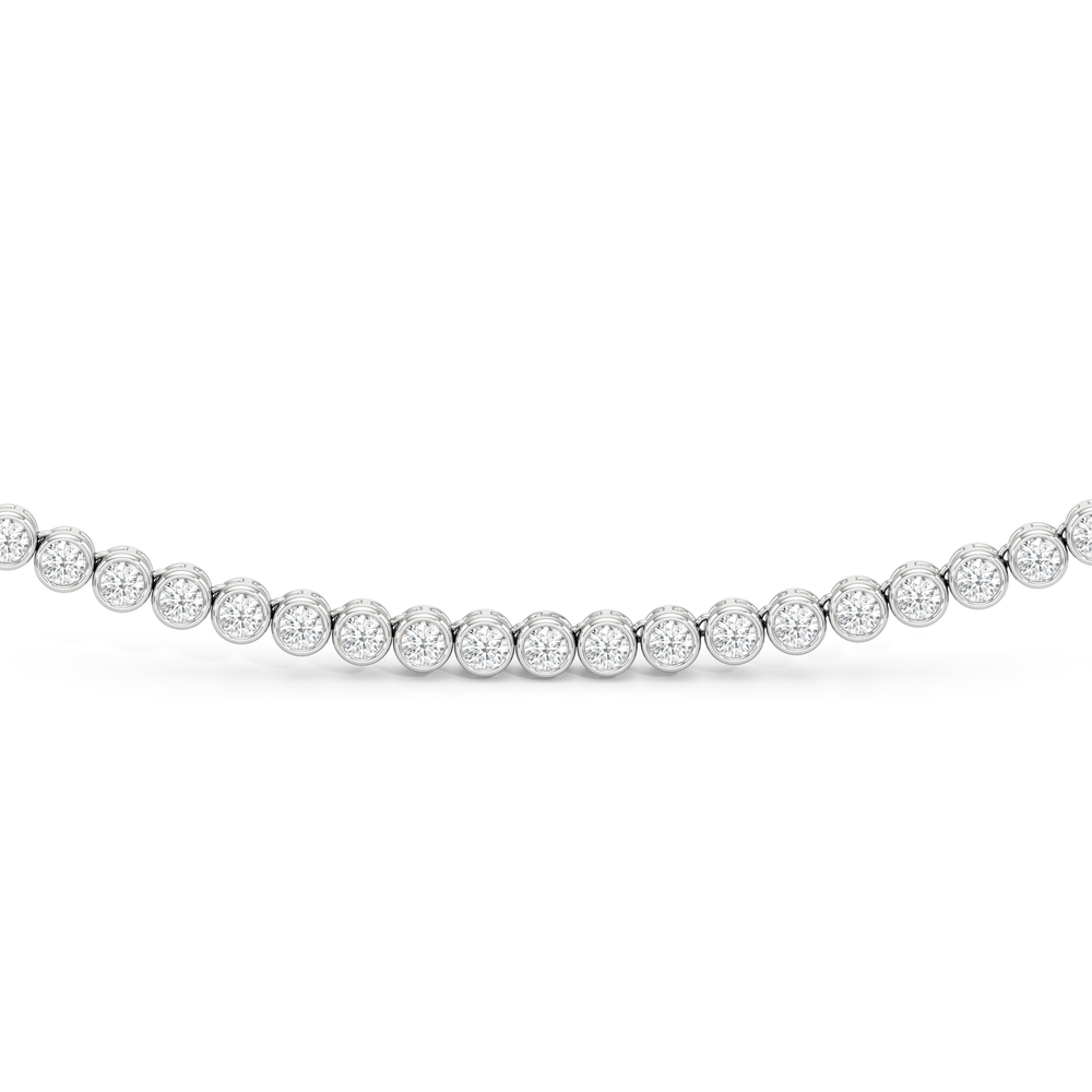 Classic Round Bezel Diamond Tennis Necklace with 14KT White Gold / 7 / 18 Cut Diamond in 14KT White Gold / 7 / 18 view 3
