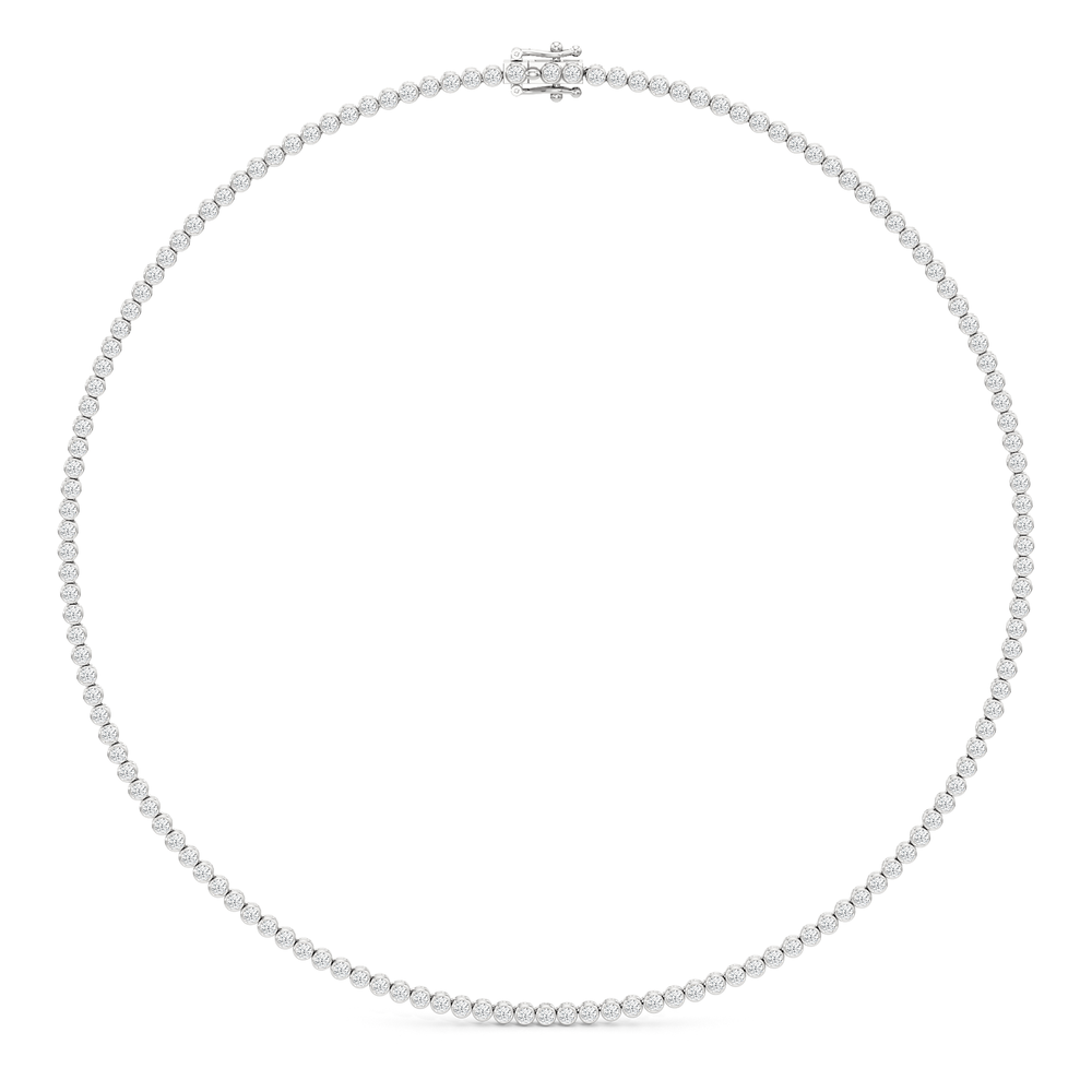 Classic Round Bezel Diamond Tennis Necklace with 14KT White Gold / 7 / 18 Cut Diamond in 14KT White Gold / 7 / 18 view 2
