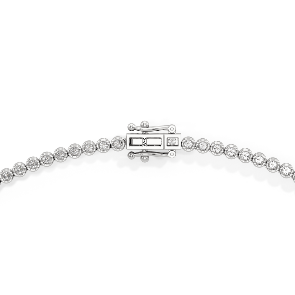 Classic Round Bezel Diamond Tennis Necklace with 14KT White Gold / 7 / 18 Cut Diamond in 14KT White Gold / 7 / 18 view 4
