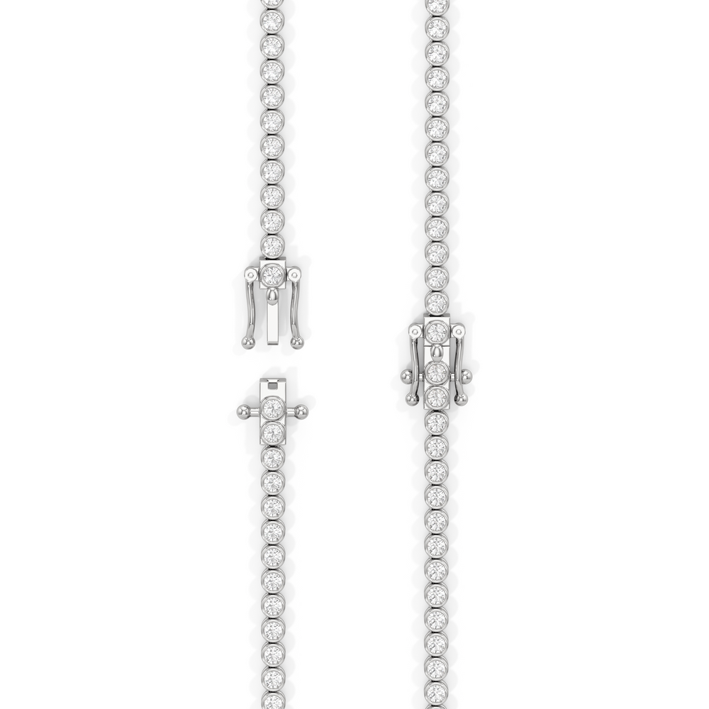 Classic Round Bezel Diamond Tennis Necklace with 14KT White Gold / 7 / 18 Cut Diamond in 14KT White Gold / 7 / 18 view 5
