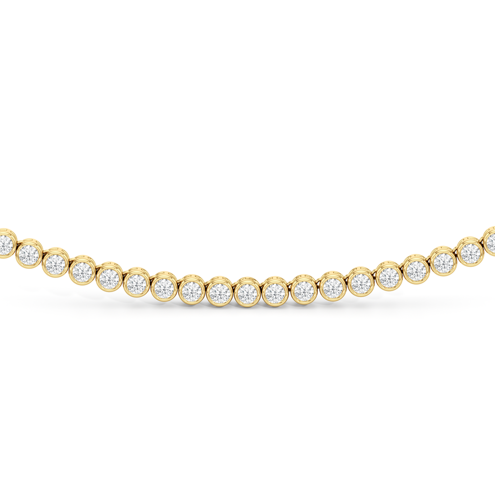 Classic Round Bezel Diamond Tennis Necklace with 14KT Yellow Gold / 7 / 18 Cut Diamond in 14KT Yellow Gold / 7 / 18 view 3
