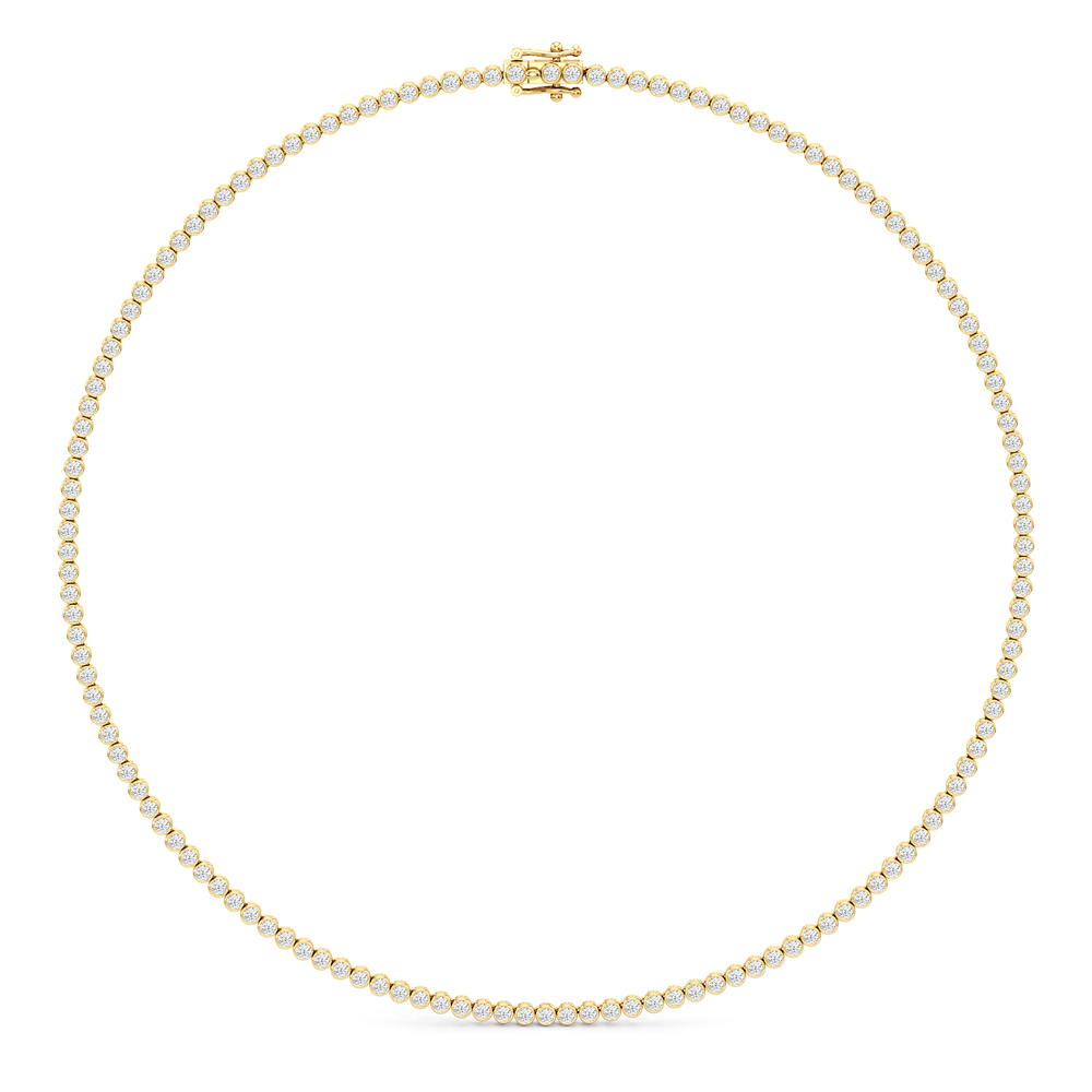 Classic Round Bezel Diamond Tennis Necklace with 14KT Yellow Gold / 7 / 18 Cut Diamond in 14KT Yellow Gold / 7 / 18 view 2
