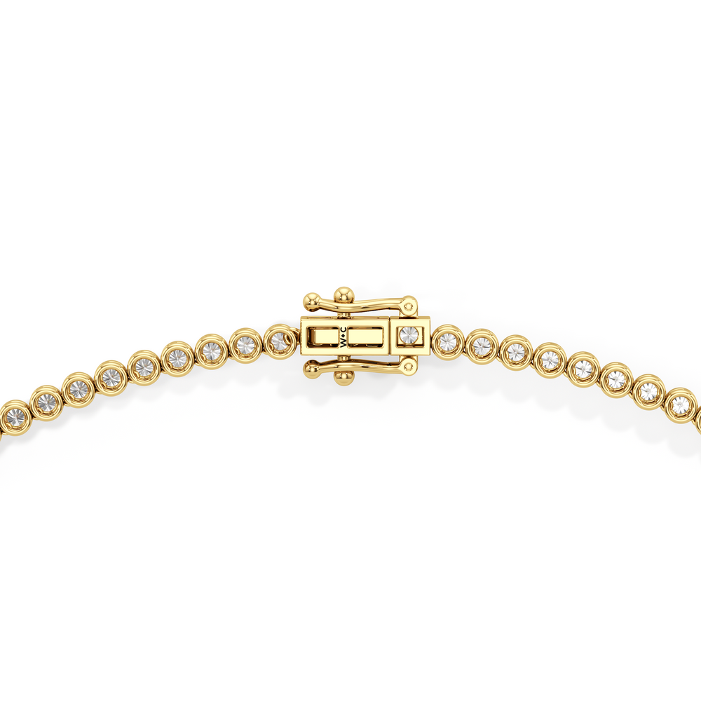 Classic Round Bezel Diamond Tennis Necklace with 14KT Yellow Gold / 7 / 18 Cut Diamond in 14KT Yellow Gold / 7 / 18 view 4
