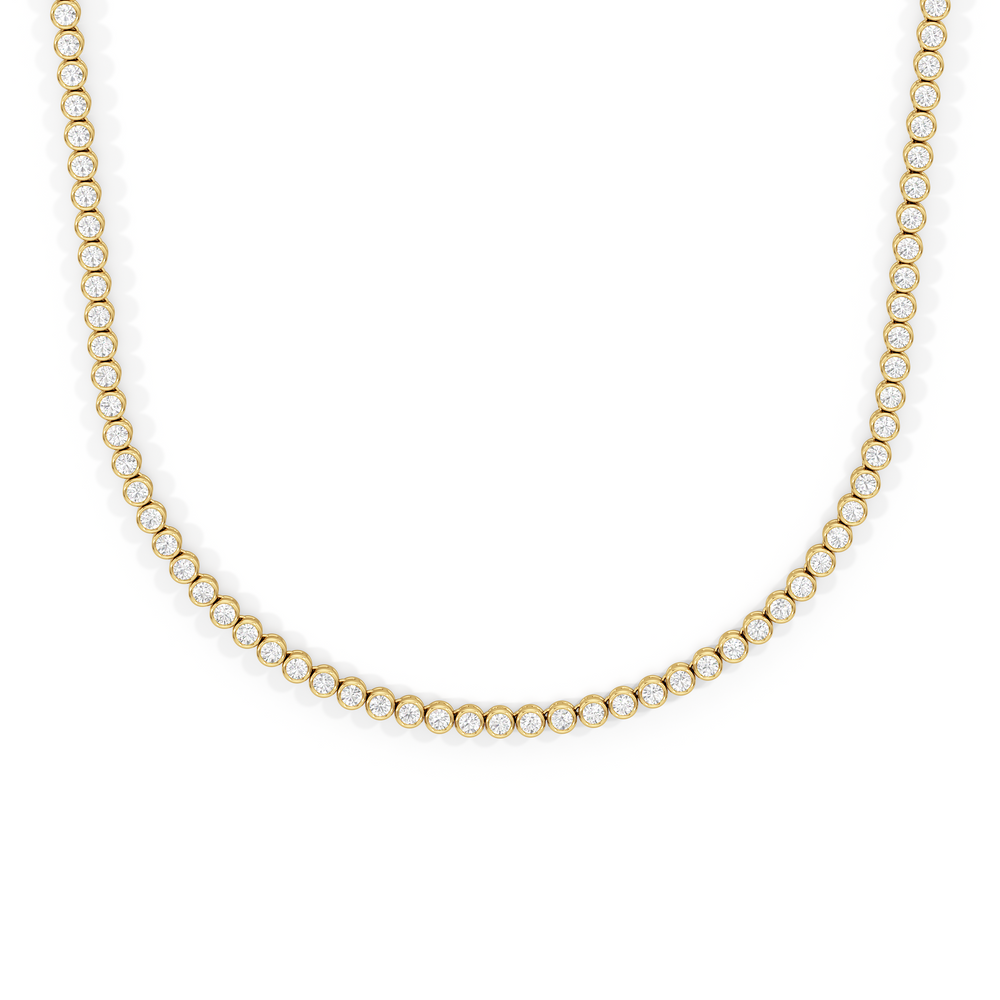 Classic Round Bezel Diamond Tennis Necklace with 14KT Yellow Gold / 7 / 18 Cut Diamond in 14KT Yellow Gold / 7 / 18 view 1
