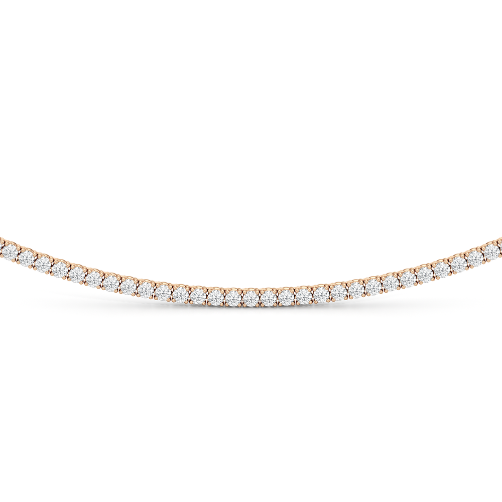 Classic Four Prong Diamond Tennis Necklace with 14KT Rose Gold / 5 / 18 Cut Diamond in 14KT Rose Gold / 5 / 18 view 3
