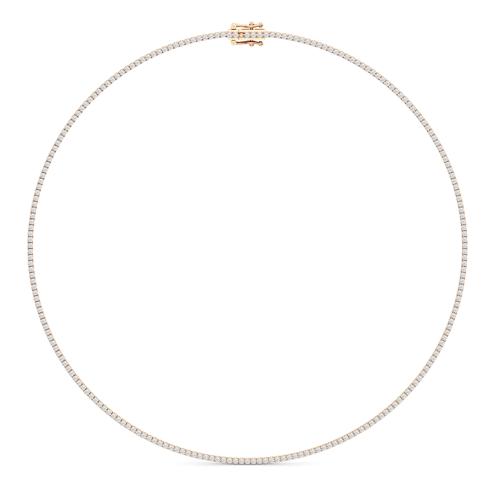 Classic Four Prong Diamond Tennis Necklace with 14KT Rose Gold / 5 / 18 Cut Diamond in 14KT Rose Gold / 5 / 18 view 2
