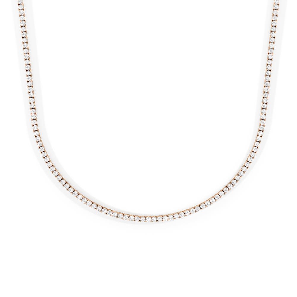 Classic Four Prong Diamond Tennis Necklace with 14KT Rose Gold / 5 / 18 Cut Diamond in 14KT Rose Gold / 5 / 18 view 1
