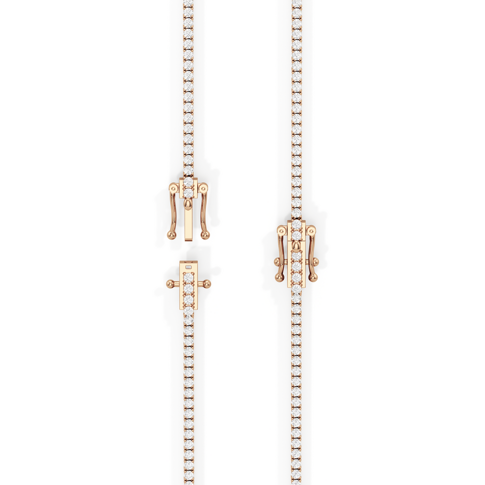 Classic Four Prong Diamond Tennis Necklace with 14KT Rose Gold / 5 / 18 Cut Diamond in 14KT Rose Gold / 5 / 18 view 5
