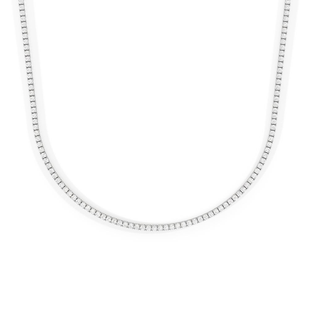 Classic Four Prong Diamond Tennis Necklace with 14KT White Gold / 5 / 18 Cut Diamond in 14KT White Gold / 5 / 18 view 1
