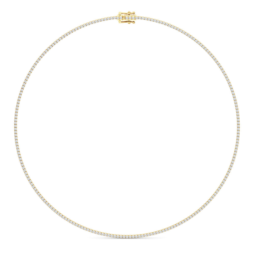 Classic Four Prong Diamond Tennis Necklace with 14KT Yellow Gold / 5 / 18 Cut Diamond in 14KT Yellow Gold / 5 / 18 view 2
