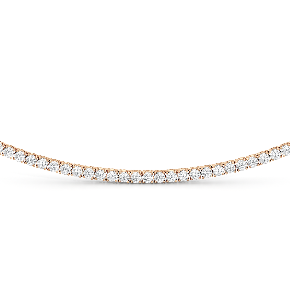 Classic Four Prong Diamond Tennis Necklace with 14KT Rose Gold / 7 / 18 Cut Diamond in 14KT Rose Gold / 7 / 18 view 3
